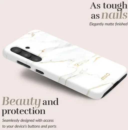 MIO MagSafe Samsung Galaxy A16 Hoesje Hard Shell Back Cover White Marble afbeelding 2
