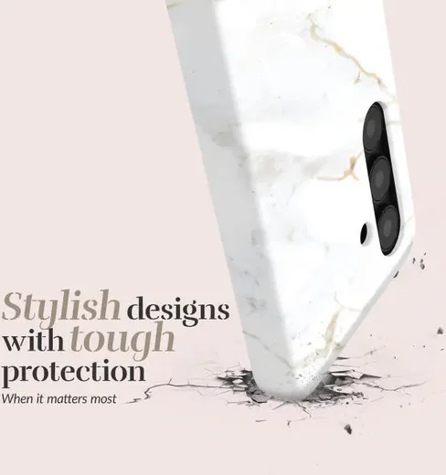 MIO MagSafe Samsung Galaxy A16 Hoesje Hard Shell Back Cover White Marble afbeelding 3