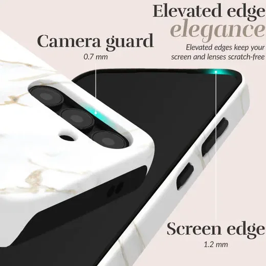 MIO MagSafe Samsung Galaxy A16 Hoesje Hard Shell Back Cover White Marble afbeelding 4