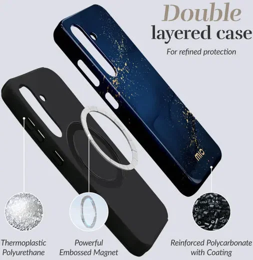 MIO MagSafe Samsung Galaxy A16 Hoesje Hard Shell Back Cover Midnight Sparkle afbeelding 5