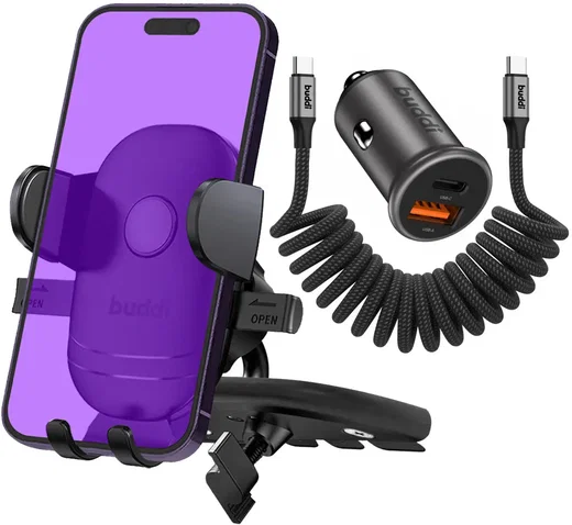 Buddi Way Universele Telefoonhouder Auto met Oplader voor CD-Speler met Sleuf afbeelding 1