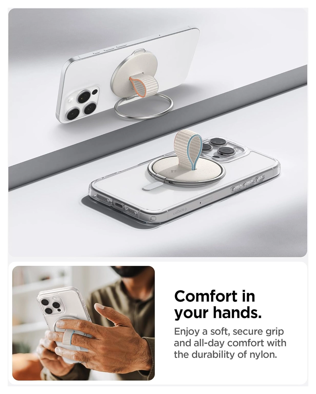 Spigen Ring Holder Universele MagSafe Ring Houder / Vinger Houder Beige afbeelding 2