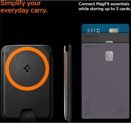 Spigen Valentinus MagFit+ MagSafe Kaarthouder voor Pasjes Zwart afbeelding 3