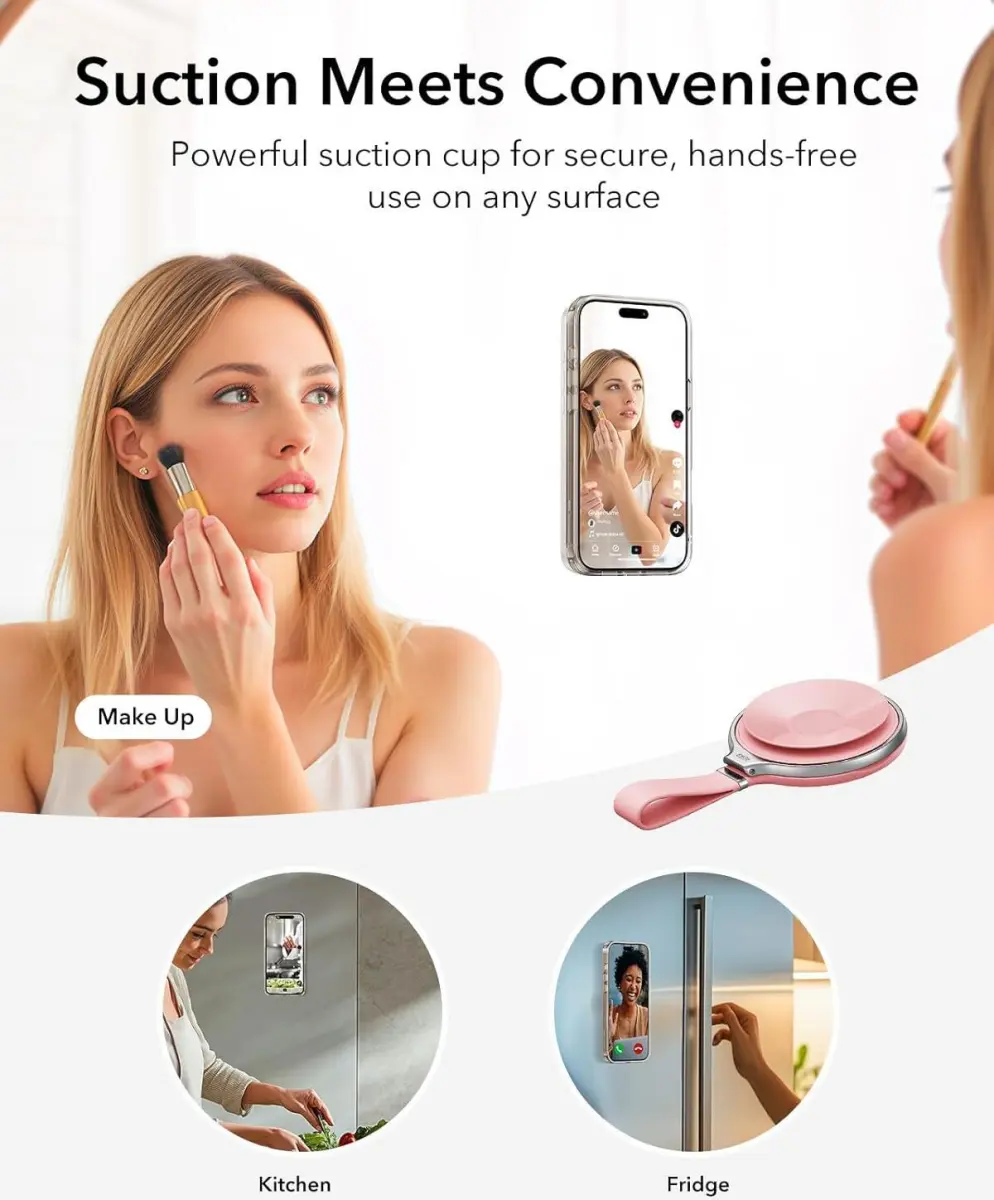 ESR HaloLock Magsafe Zuignap Telefoonhouder met Ringhouder Roze afbeelding 3