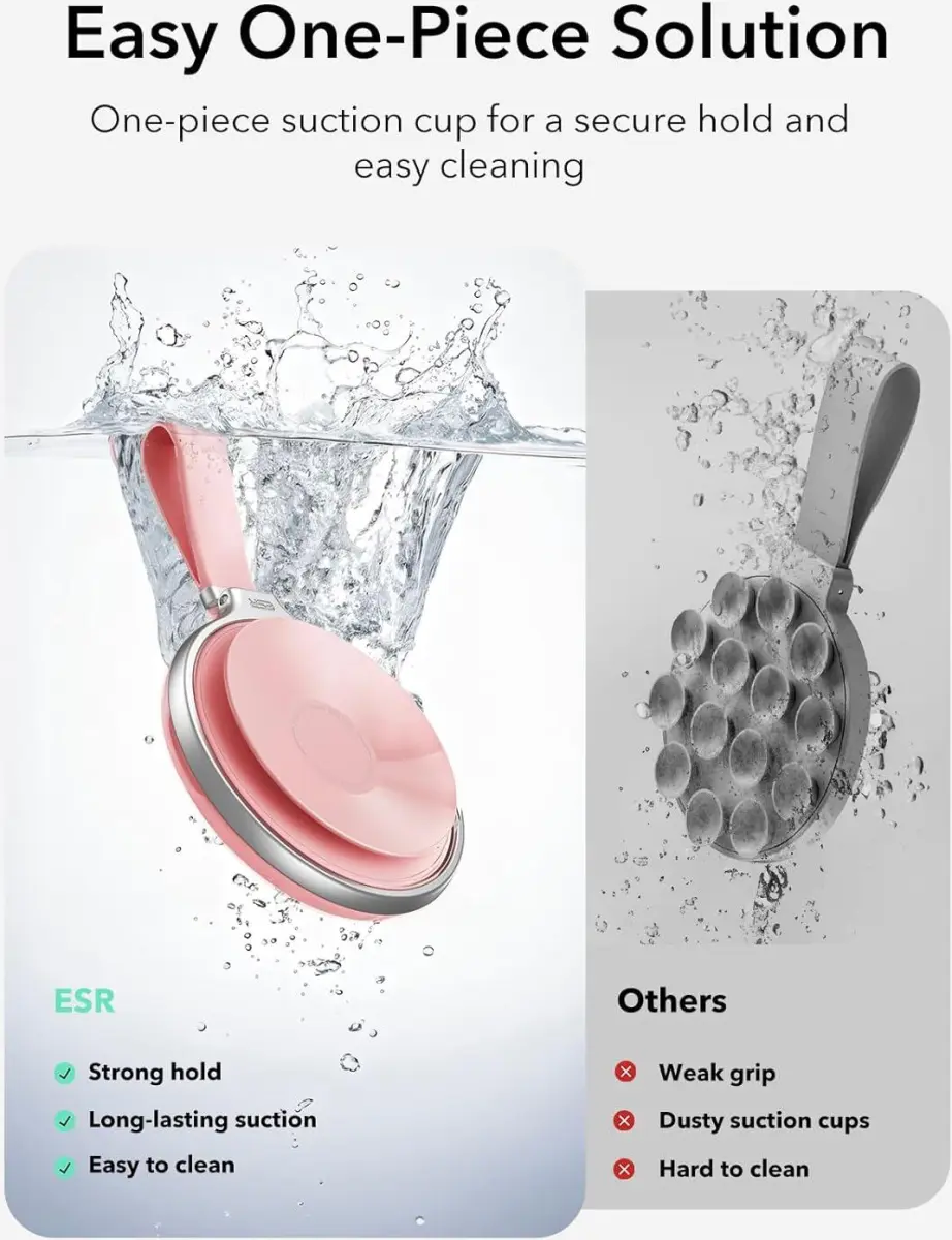 ESR HaloLock Magsafe Zuignap Telefoonhouder met Ringhouder Roze afbeelding 6