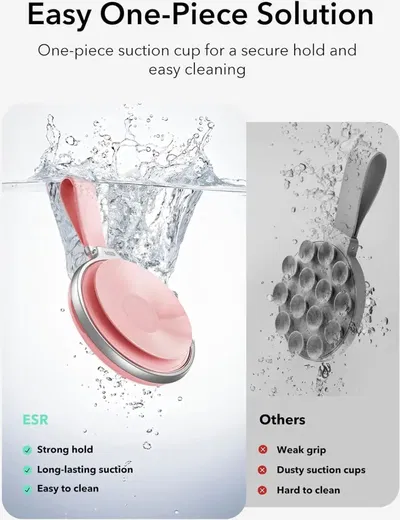 ESR HaloLock Magsafe Zuignap Telefoonhouder met Ringhouder Roze afbeelding 6