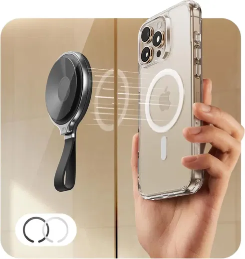 ESR HaloLock Magsafe Zuignap Telefoonhouder met Ringhouder Zwart afbeelding 1