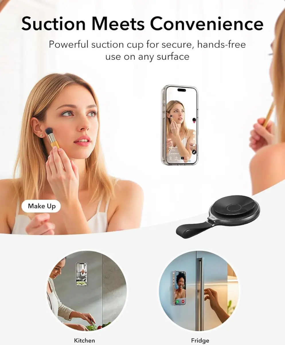 ESR HaloLock Magsafe Zuignap Telefoonhouder met Ringhouder Zwart afbeelding 3