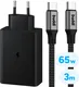 Originele Samsung 65W Power Adapter met 100W Buddi Flex USB-C kabel 3M Zwart afbeelding 1