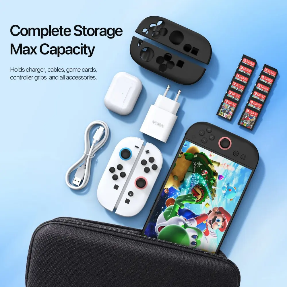 Dux Ducis Nintendo Switch 2 Hoesje Opberghoes met Game Card Organizer Zwart afbeelding 4