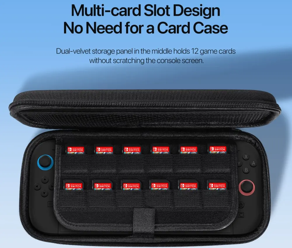 Dux Ducis Nintendo Switch 2 Hoesje Opberghoes met Game Card Organizer Zwart afbeelding 5