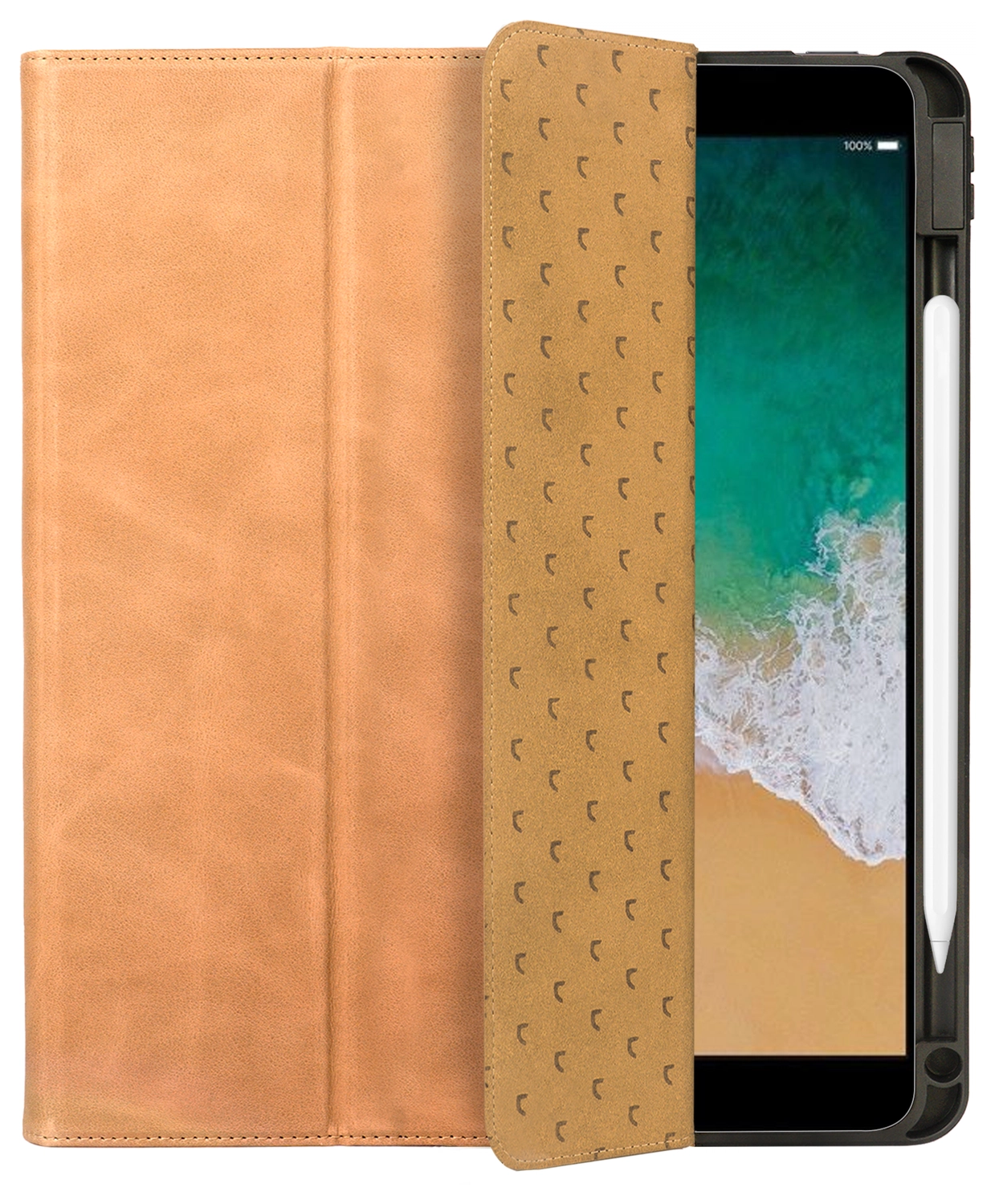 Rosso Elite iPad 10.2 / Pro 10.5 Hoes 2-in-1 Echt Leer Book Case Lichtbruin afbeelding 9