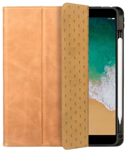 Rosso Elite iPad 10.2 / Pro 10.5 Hoes 2-in-1 Echt Leer Book Case Lichtbruin afbeelding 9