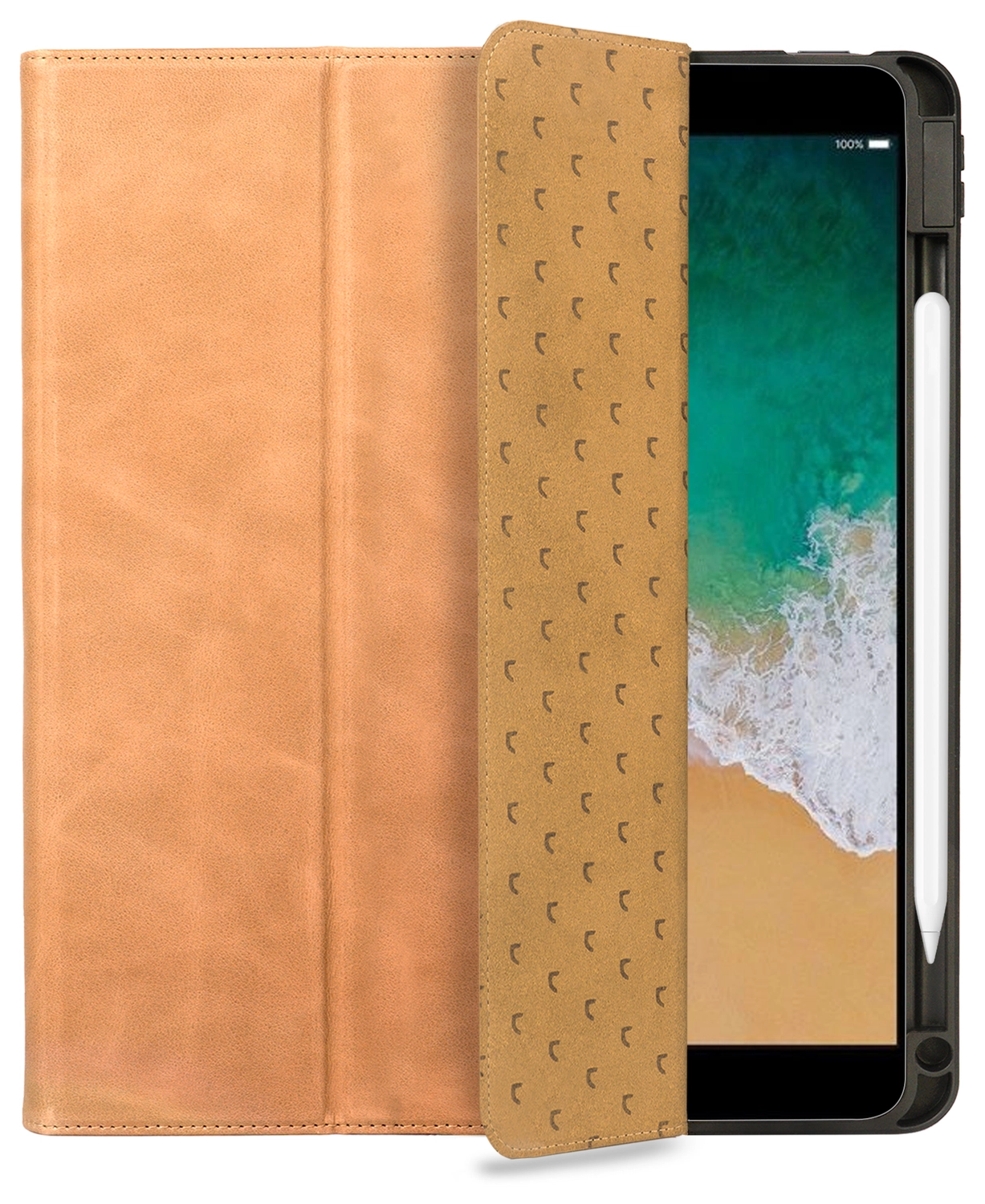 Rosso Elite iPad 10.2 / Pro 10.5 Hoes 2-in-1 Echt Leer Book Case Lichtbruin afbeelding 1