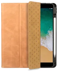 Rosso Elite iPad 10.2 / Pro 10.5 Hoes 2-in-1 Echt Leer Book Case Lichtbruin afbeelding