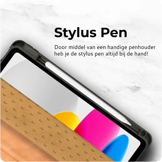 Rosso Elite iPad 11 (2025) / 10.9 (2022) Hoes 2-in-1 Echt Leer Lichtbruin afbeelding 5