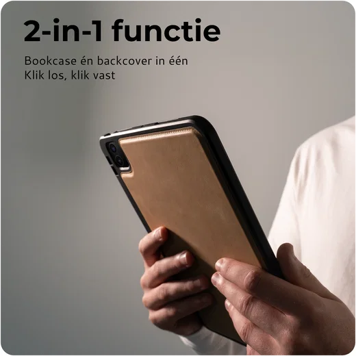 Rosso Elite iPad 11 (2025) / 10.9 (2022) Hoes 2-in-1 Echt Leer Lichtbruin afbeelding 2