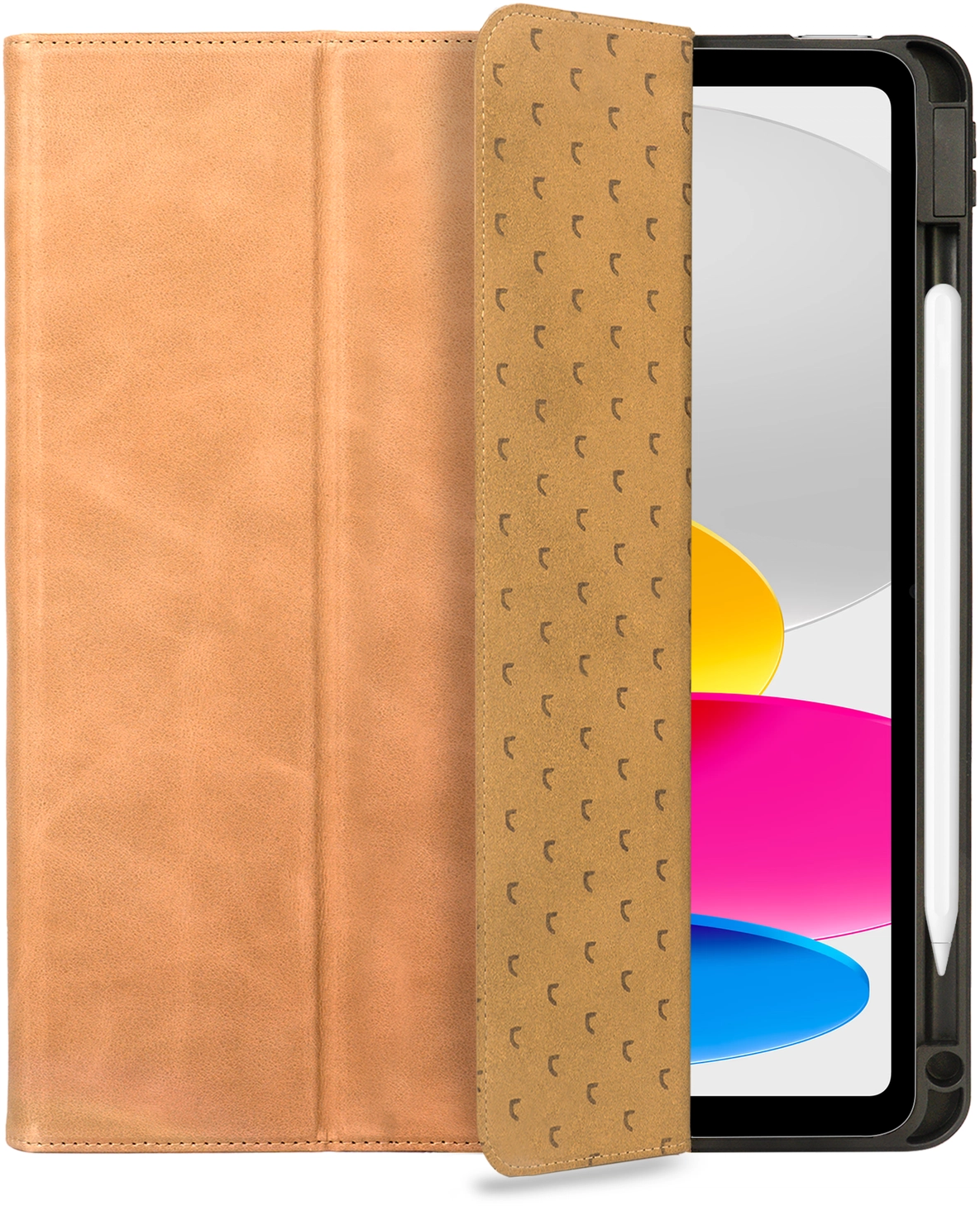 Rosso Elite iPad 11 (2025) / 10.9 (2022) Hoes 2-in-1 Echt Leer Lichtbruin afbeelding 1