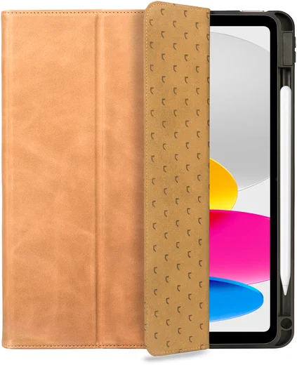 Rosso Elite iPad 11 (2025) / 10.9 (2022) Hoes 2-in-1 Echt Leer Lichtbruin afbeelding 1