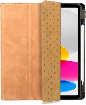 Rosso Elite iPad 11 (2025) / 10.9 (2022) Hoes 2-in-1 Echt Leer Lichtbruin