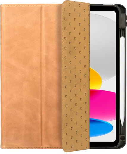 Rosso Elite iPad 11 (2025) / 10.9 (2022) Hoes 2-in-1 Echt Leer Lichtbruin afbeelding 9