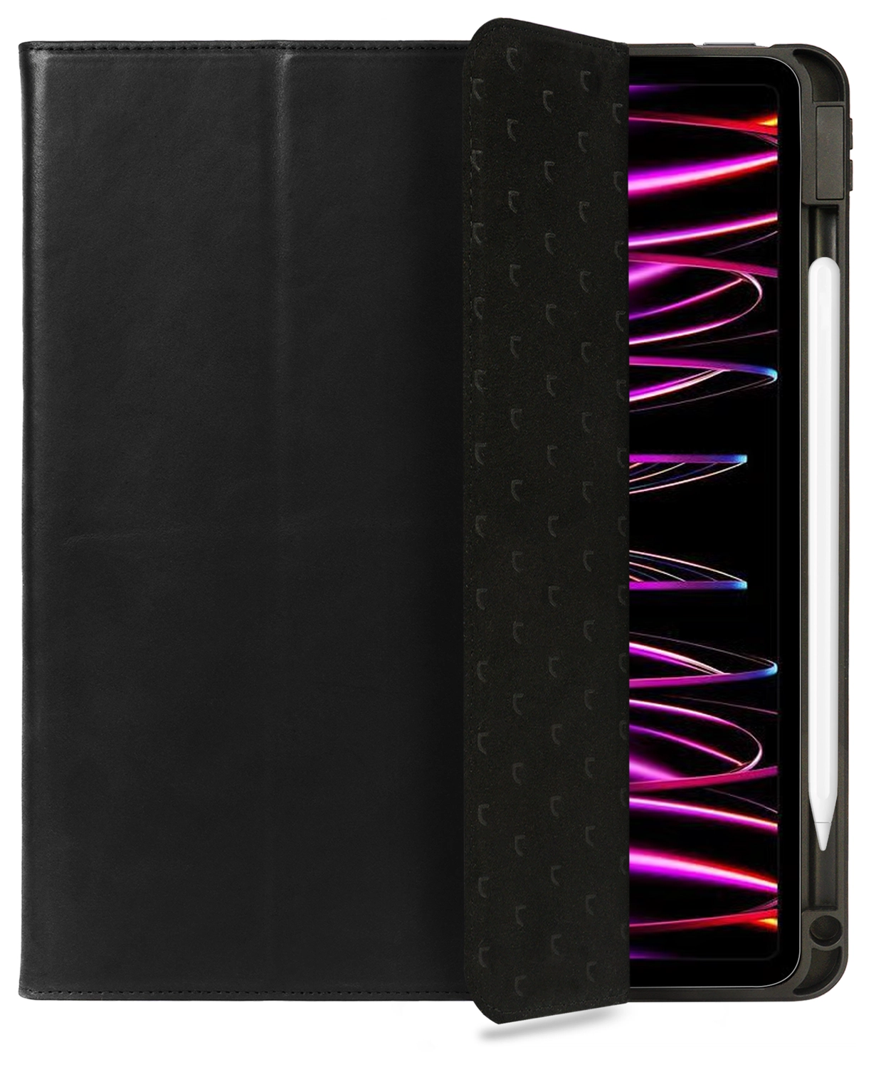 Rosso Elite iPad Pro 12.9 Hoes 2-in-1 Echt Leer Book Case Zwart afbeelding 1