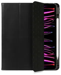 Rosso Elite iPad Pro 12.9 Hoes 2-in-1 Echt Leer Book Case Zwart afbeelding