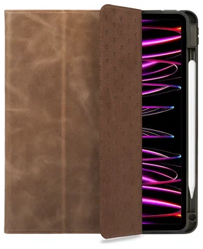 Rosso Elite iPad Pro 12.9 Hoes 2-in-1 Echt Leer Book Case Bruin
