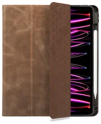 Rosso Elite iPad Pro 12.9 Hoes 2-in-1 Echt Leer Book Case Bruin afbeelding
