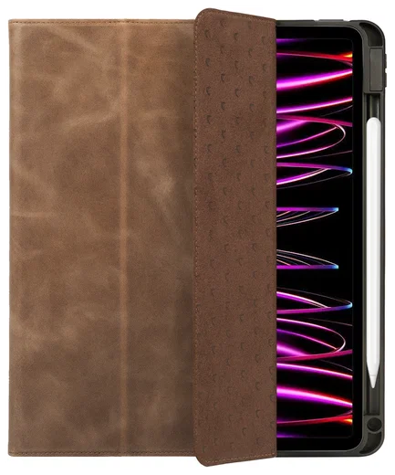 Rosso Elite iPad Pro 12.9 Hoes 2-in-1 Echt Leer Book Case Bruin afbeelding 9