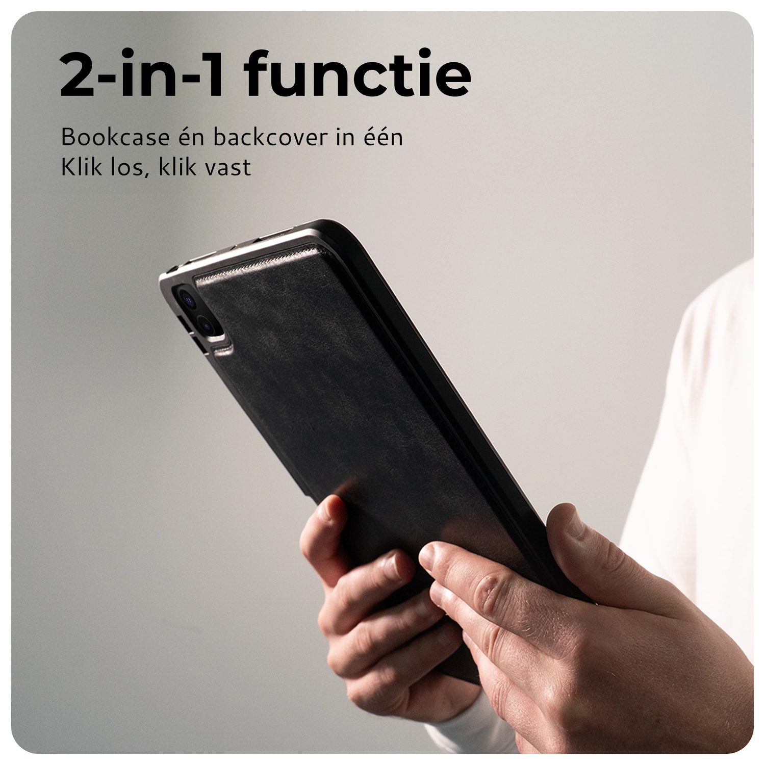 Rosso Elite iPad Air 11 (24/25/26) Hoes 2-in-1 Echt Leer Book Case Zwart afbeelding 2