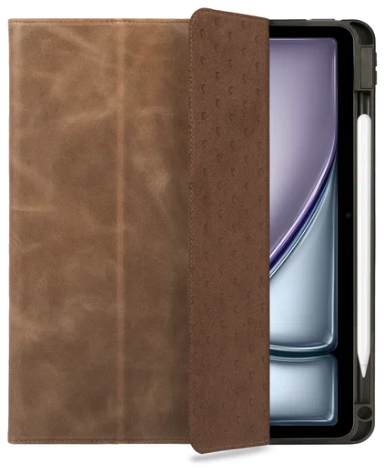 Rosso Elite iPad Air 11 (24/25/26) Hoes 2-in-1 Echt Leer Book Case Bruin afbeelding 1