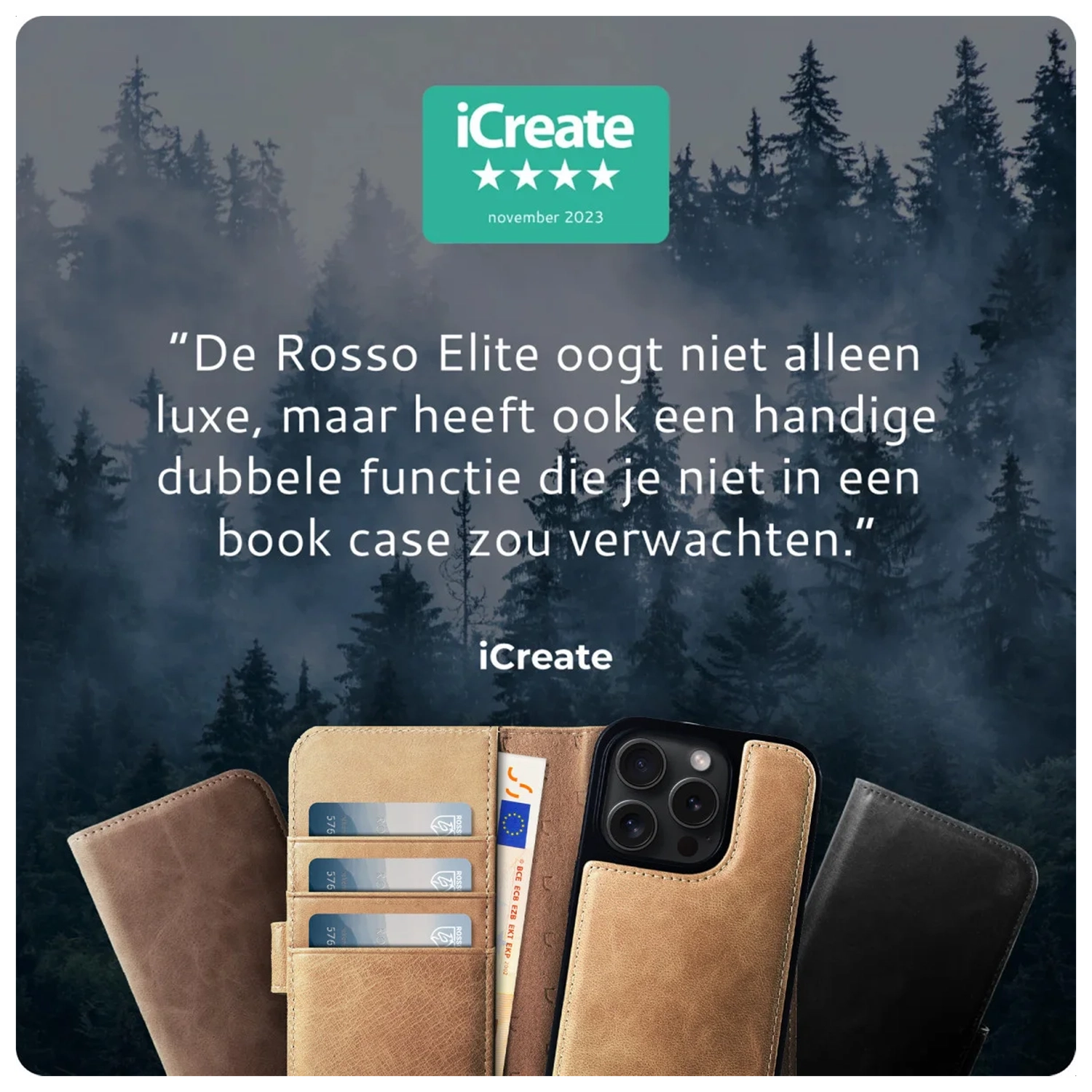 Rosso Elite iPad Air 11 (24/25/26) Hoes 2-in-1 Echt Leer Book Case Lichtbruin afbeelding 4