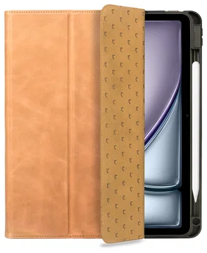 Rosso Elite iPad Air 11 (24/25/26) Hoes 2-in-1 Echt Leer Book Case Lichtbruin