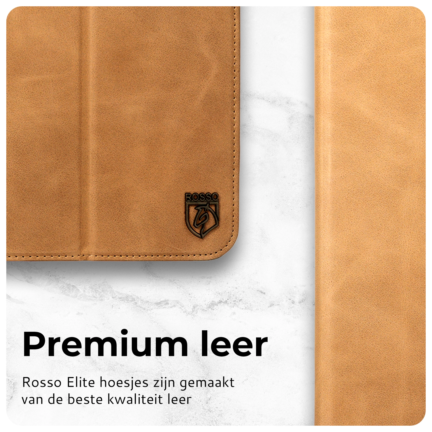 Rosso Elite iPad Air 11 (24/25/26) Hoes 2-in-1 Echt Leer Book Case Lichtbruin afbeelding 3