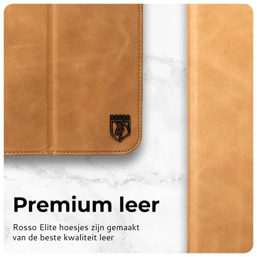 Rosso Elite iPad Air 11 (24/25/26) Hoes 2-in-1 Echt Leer Book Case Lichtbruin afbeelding 3