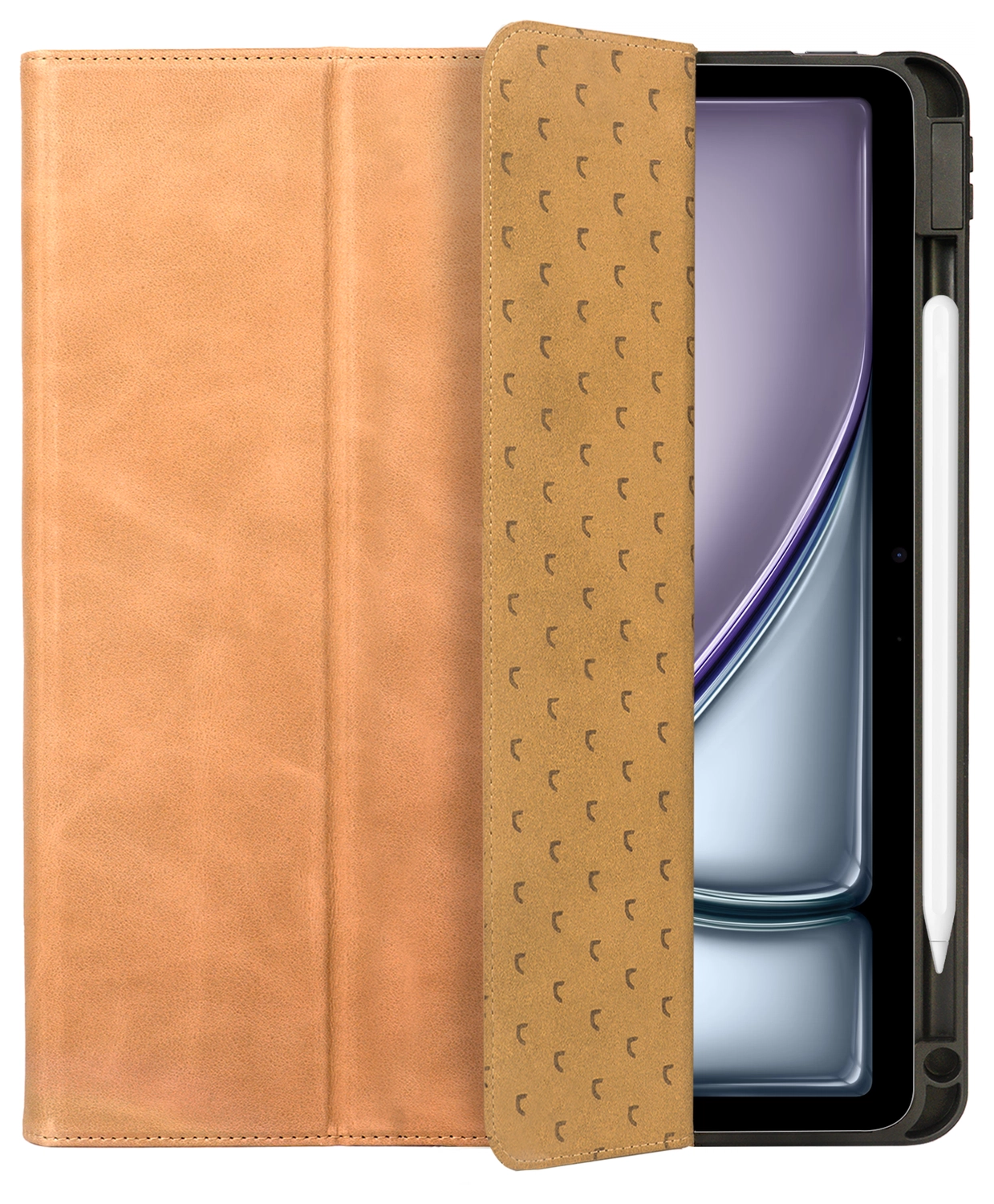 Rosso Elite iPad Air 11 (24/25/26) Hoes 2-in-1 Echt Leer Book Case Lichtbruin afbeelding 8