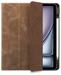 Rosso Elite iPad Air 13 (24/25) Hoes 2-in-1 Echt Leer Book Case Bruin afbeelding