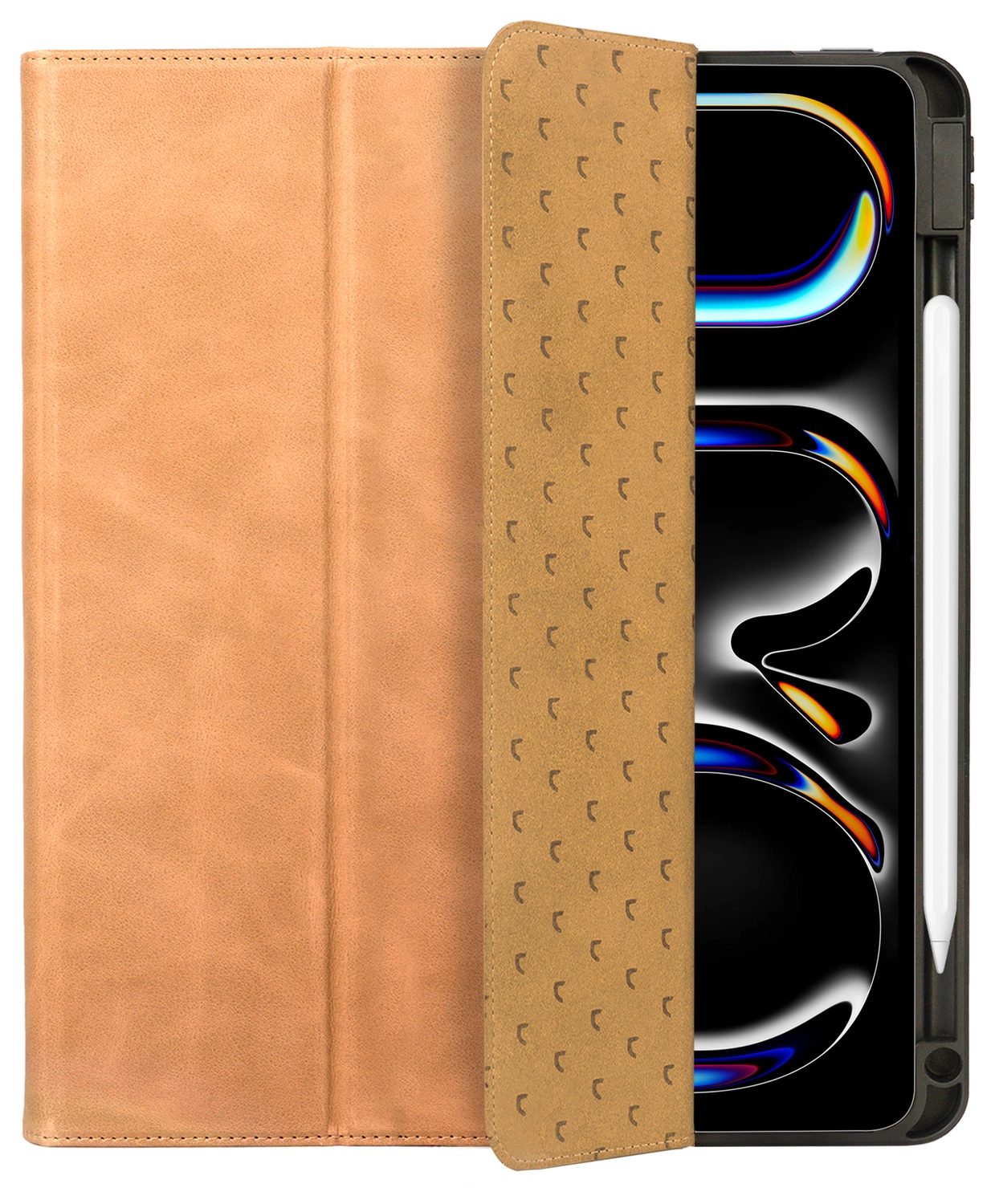 Rosso Elite iPad Pro 11 (2024/2025) Hoes 2-in-1 Echt Leer Book Case Lichtbruin afbeelding 9