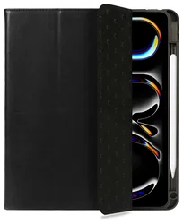 Rosso Elite iPad Pro 13 (2024/2025) Hoes 2-in-1 Echt Leer Book Case Zwart afbeelding