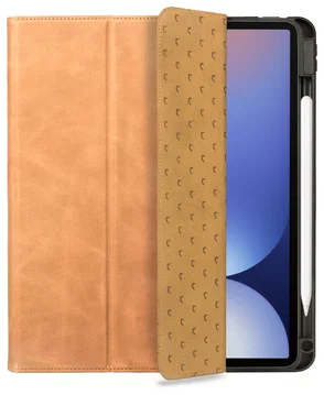 Rosso Elite Samsung Tab S10 Lite / S10 FE / S9 (FE) Hoes 2-in-1 Leer Licht Bruin