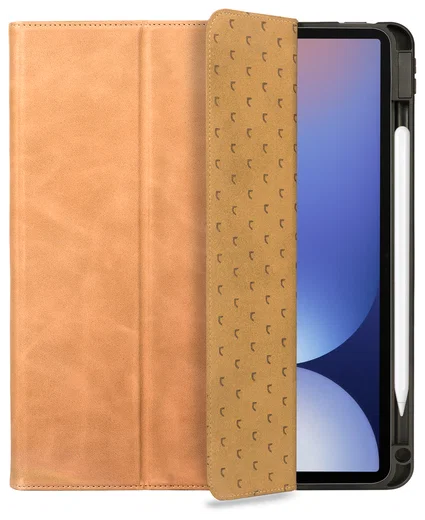 Rosso Elite Samsung Tab S10 Ultra / S9 Ultra Hoes 2-in-1 Echt Leer Lichtbruin afbeelding 1