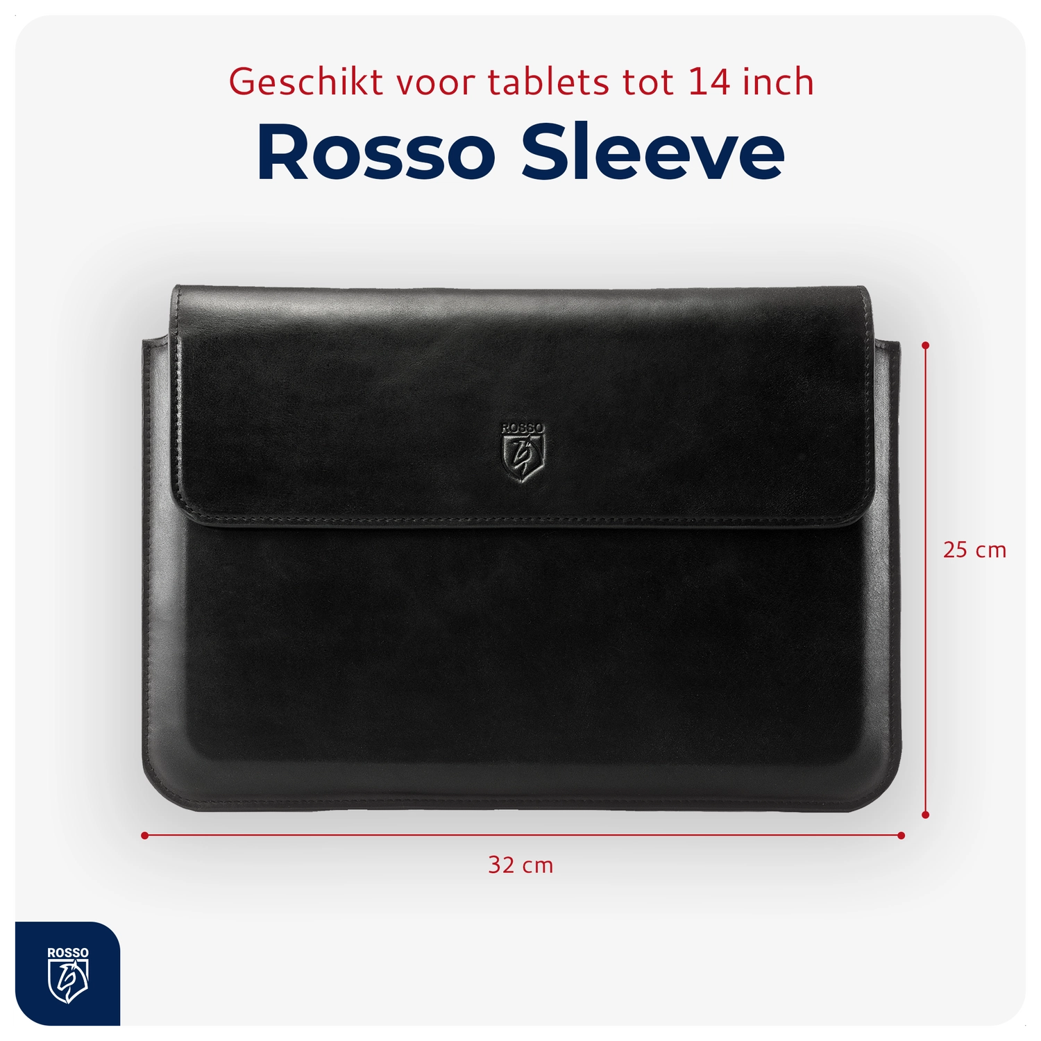 Rosso Deluxe MacBook / Laptop / iPad / Tablet Sleeve tot 14 Inch Echt Leer Zwart afbeelding 4