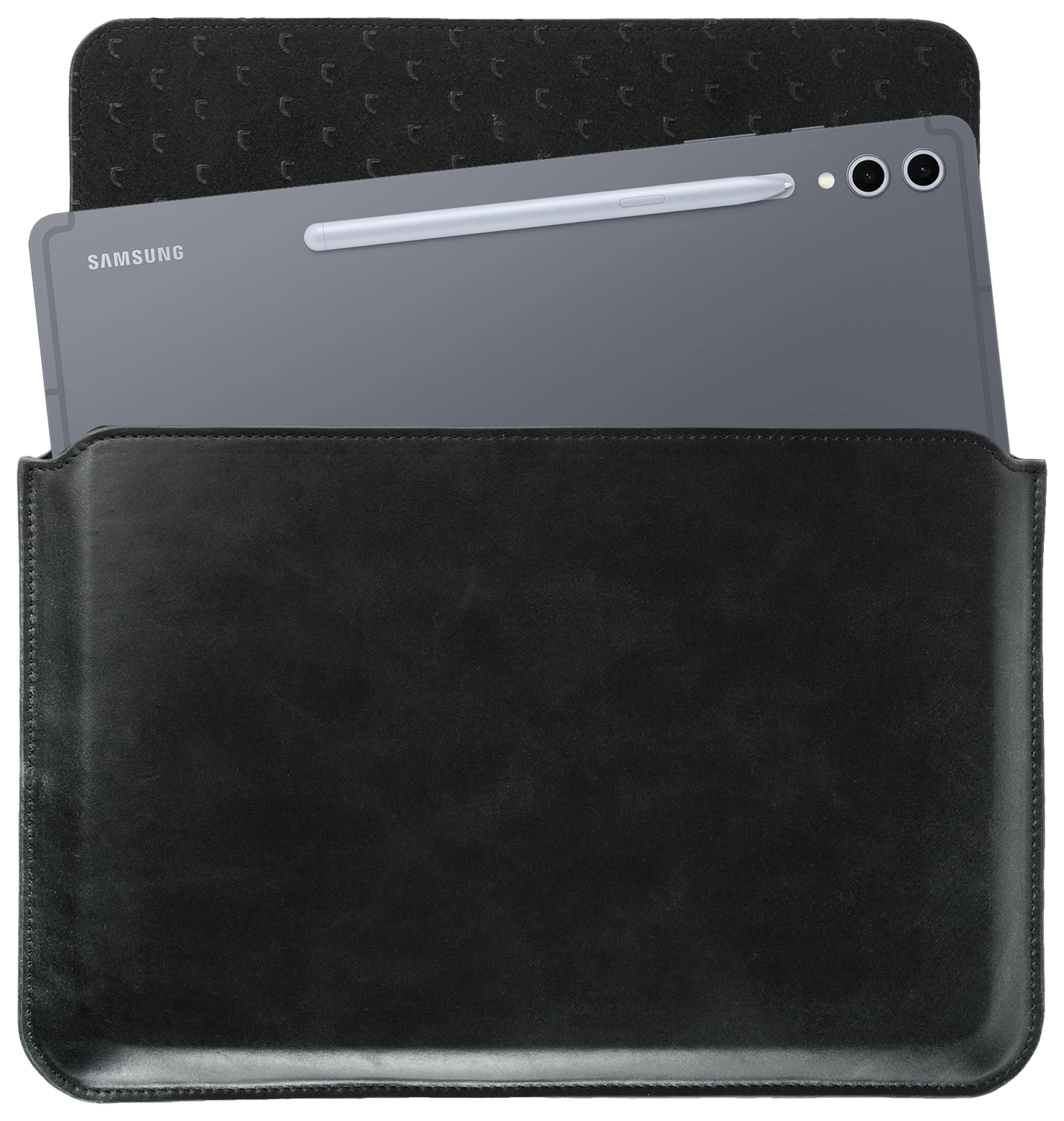 Rosso Deluxe MacBook / Laptop / iPad / Tablet Sleeve tot 14 Inch Echt Leer Zwart afbeelding 1