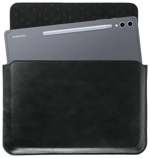 Rosso Deluxe MacBook / Laptop / iPad / Tablet Sleeve tot 14 Inch Echt Leer Zwart afbeelding 1