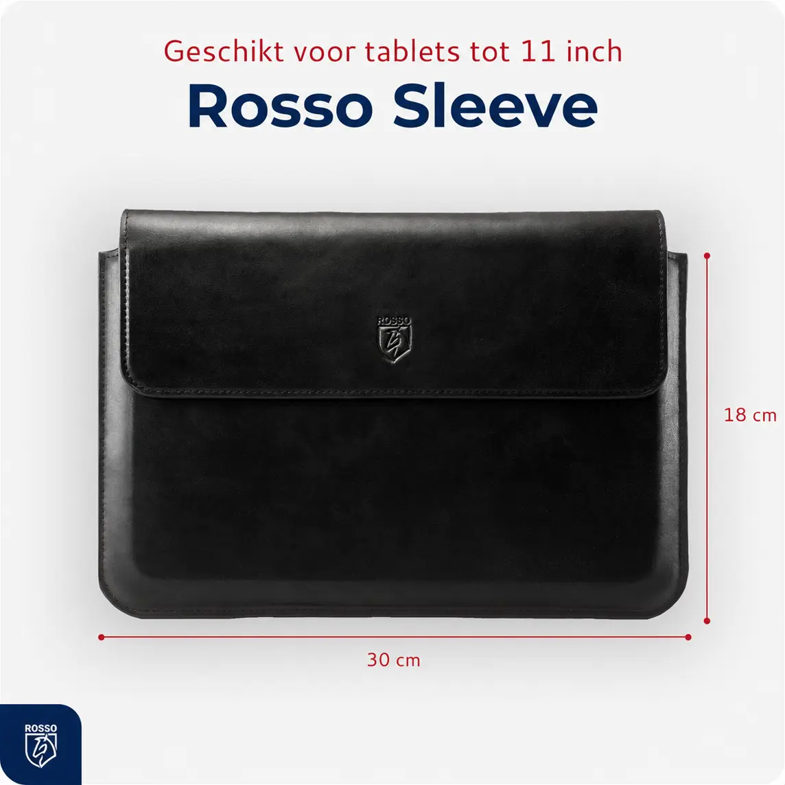 Rosso Deluxe MacBook / Laptop / iPad / Tablet Sleeve tot 11 Inch Echt Leer Zwart afbeelding 3