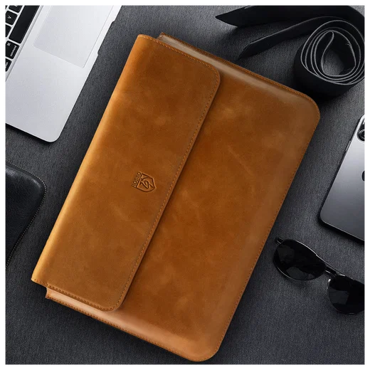 Rosso Deluxe MacBook / Laptop / iPad / Tablet Sleeve tot 11 Inch Echt Leer Bruin afbeelding 5
