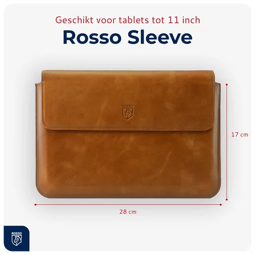Rosso Deluxe MacBook / Laptop / iPad / Tablet Sleeve tot 11 Inch Echt Leer Bruin afbeelding 3