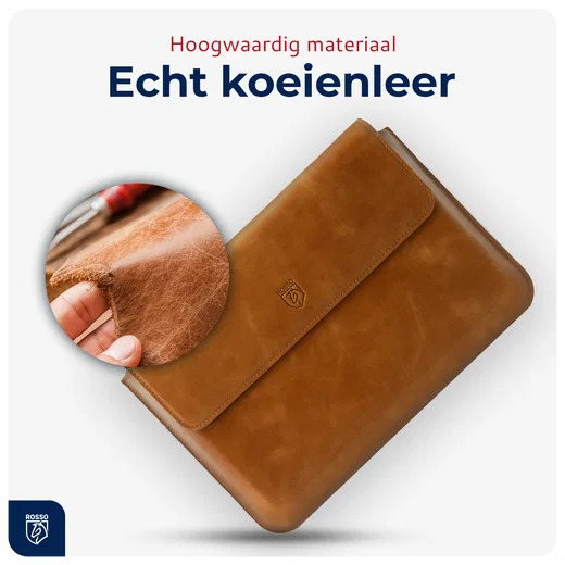 Rosso Deluxe MacBook / Laptop / iPad / Tablet Sleeve tot 11 Inch Echt Leer Bruin afbeelding 4