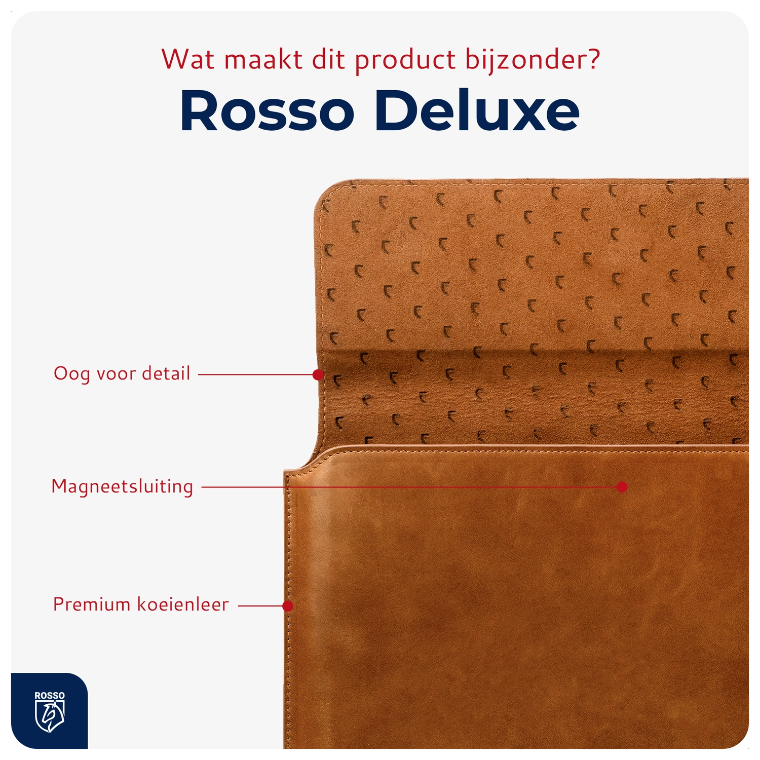 Rosso Deluxe MacBook / Laptop / iPad / Tablet Sleeve tot 11 Inch Echt Leer Bruin afbeelding 2